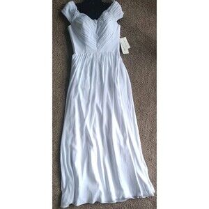 Mingda Wedding Dress Gown White  Chiffon Measure Sz 4/6 Satin Lined Pleated New